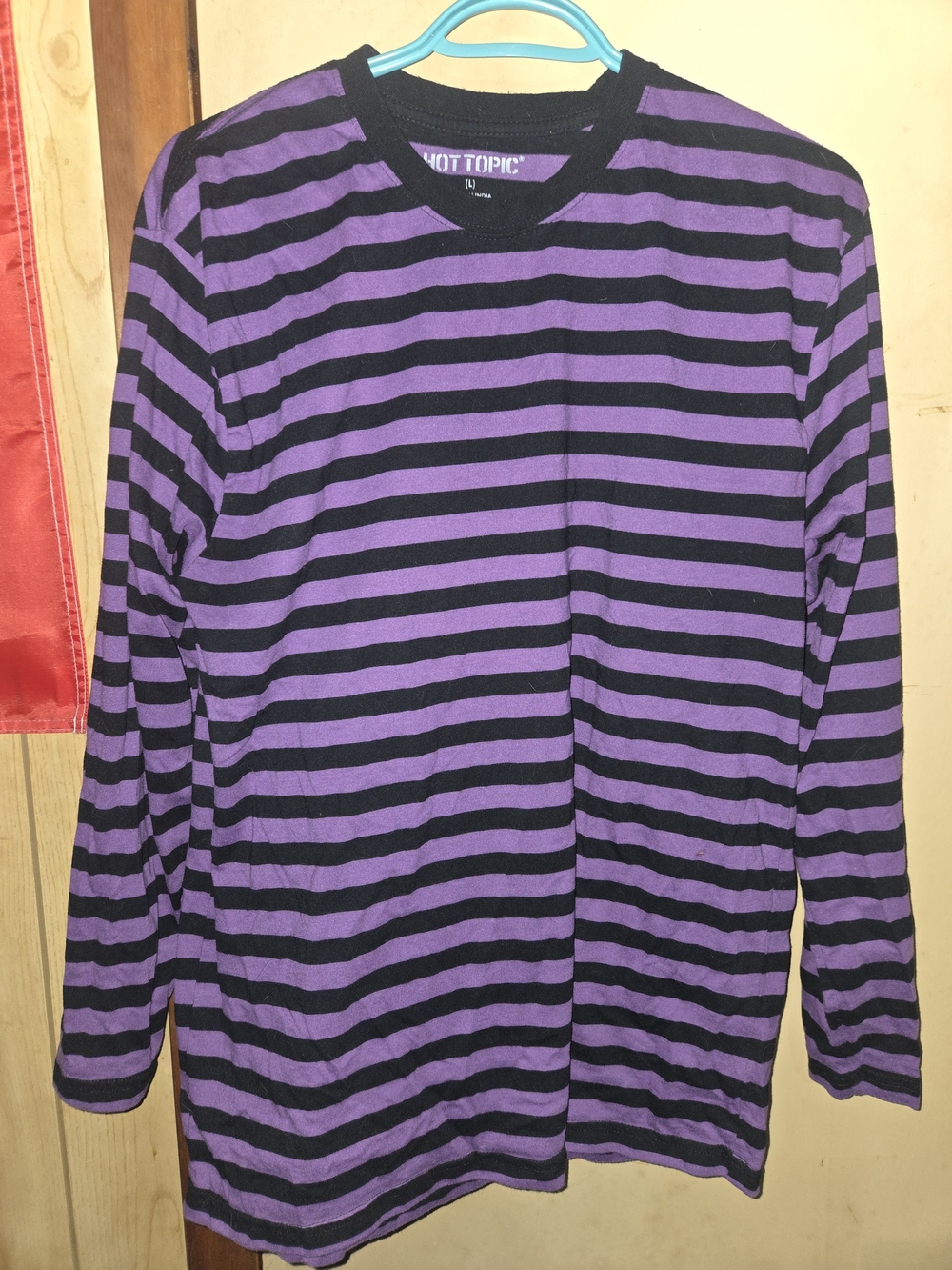 Hot Topic Purple and Black Striped Long Sleeve Shirt